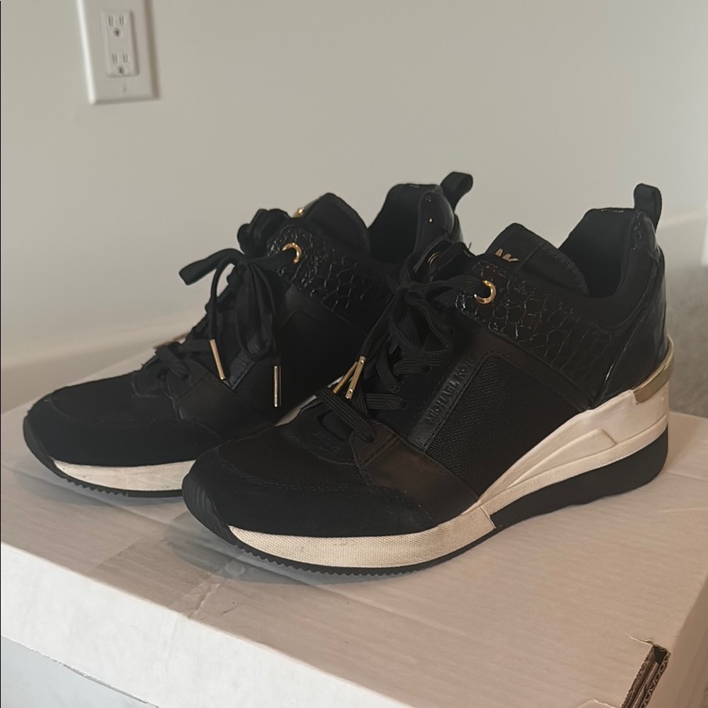 Michael Kors Black and Gold Women's Sneakers